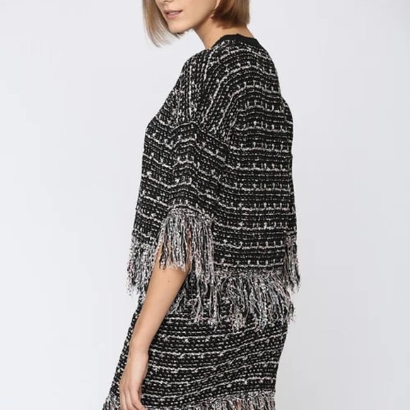 fab'rik Fate Black Multi Color Tweed Fringe Top Size Small - Picture 4 of 11